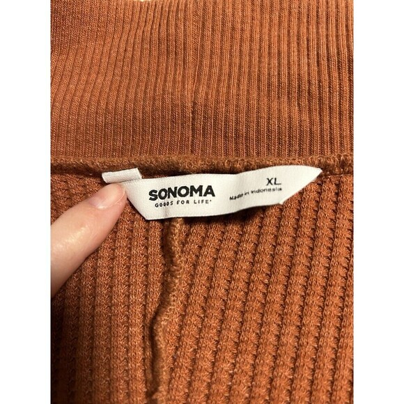SONOMA Goods for Life Burnt Orange Long Sleeve Waffle Knit Cardigan Size XL - Picture 4 of 7